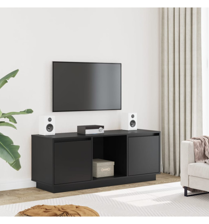 Meuble TV Noir 110,5x35x44 cm Bois de pin massif | Mobilier & Déco