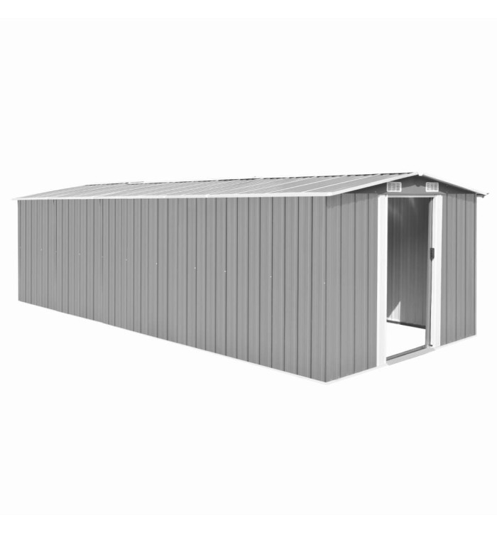 Abri de jardin 257x580x181 cm Métal Gris | Mobilier & Déco