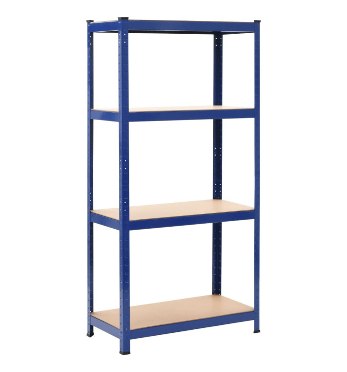 Étagère de rangement à 4 niveaux Bleu Acier et bois ingénierie | Mobilier & Déco
