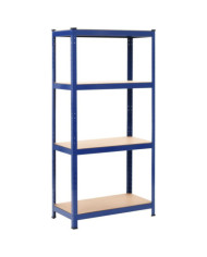 Étagère de rangement à 4 niveaux Bleu Acier et bois ingénierie | Mobilier & Déco
