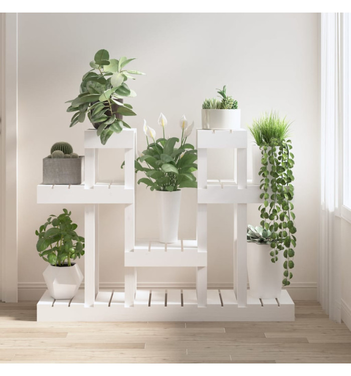 Support à plantes Blanc 104,5x25x77,5 cm Bois massif de pin | Mobilier & Déco