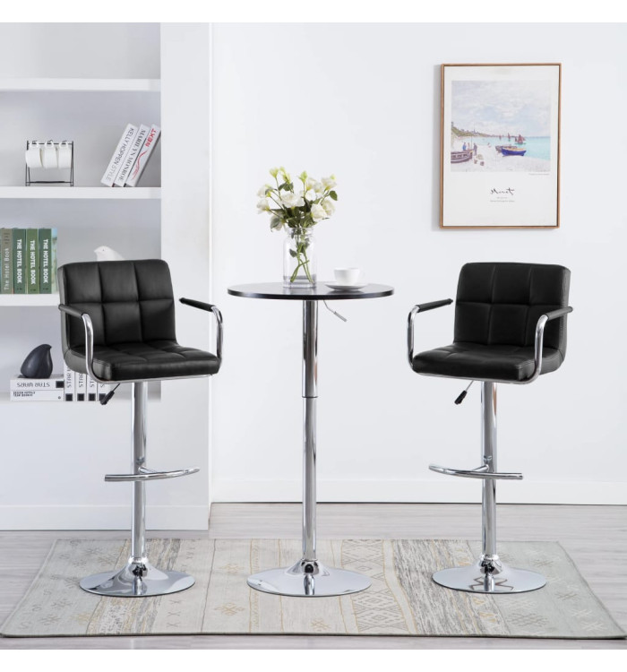 Tabourets de bar lot de 2 noir similicuir | Mobilier & Déco