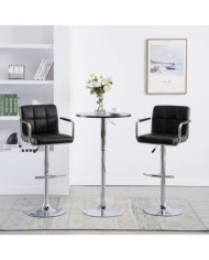 Tabourets de bar lot de 2 noir similicuir | Mobilier & Déco