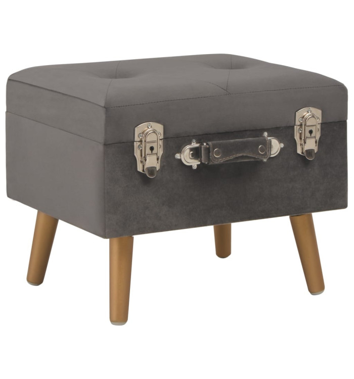 Tabouret de rangement 40 cm Gris Velours | Mobilier & Déco