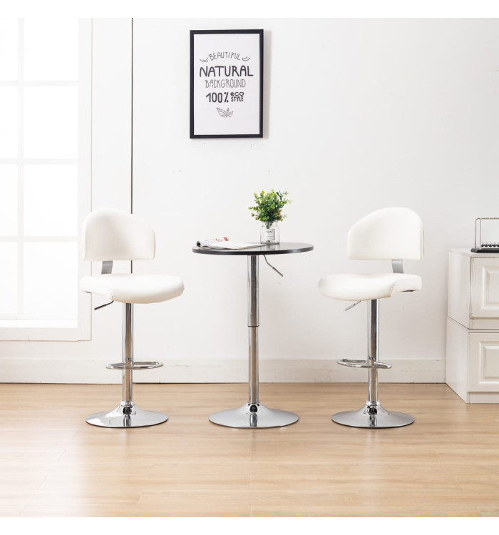 Tabourets de bar lot de 2 blanc similicuir | Mobilier & Déco