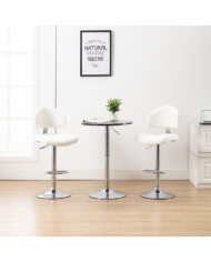 Tabourets de bar lot de 2 blanc similicuir | Mobilier & Déco