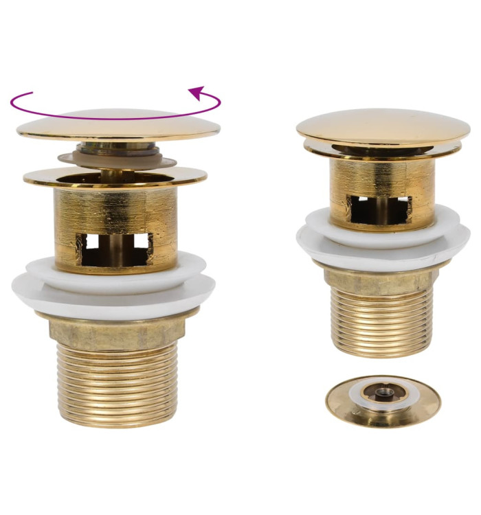Drain à poussoir avec débordement Doré 6,4x6,4x9,1 cm | Mobilier & Déco