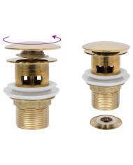 Drain à poussoir avec débordement Doré 6,4x6,4x9,1 cm | Mobilier & Déco