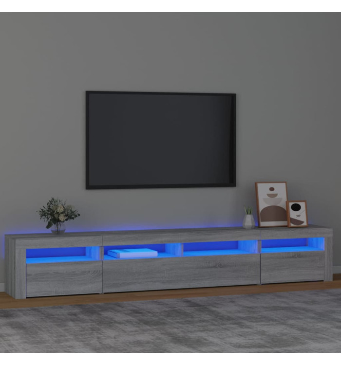 Meuble TV avec lumières LED Sonoma gris 240x35x40 cm | Mobilier & Déco