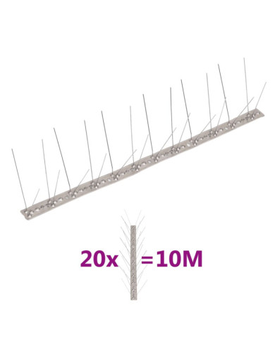 Ensemble de 20 pointes à 4 rangées contre oiseaux Inox 10 m | Mobilier & Déco