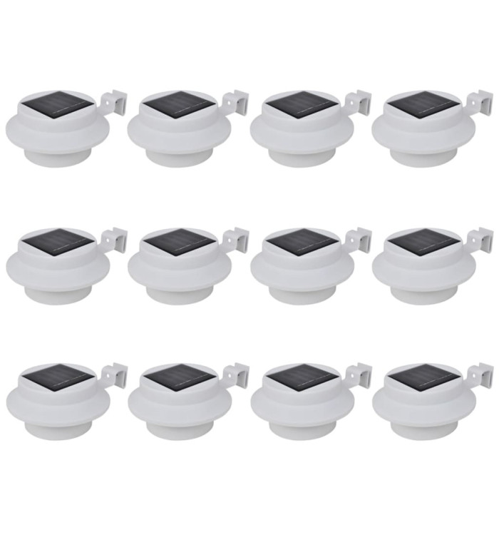 Lampes solaire à LED d'extérieur pour clôture 12 pcs Blanc | Mobilier & Déco
