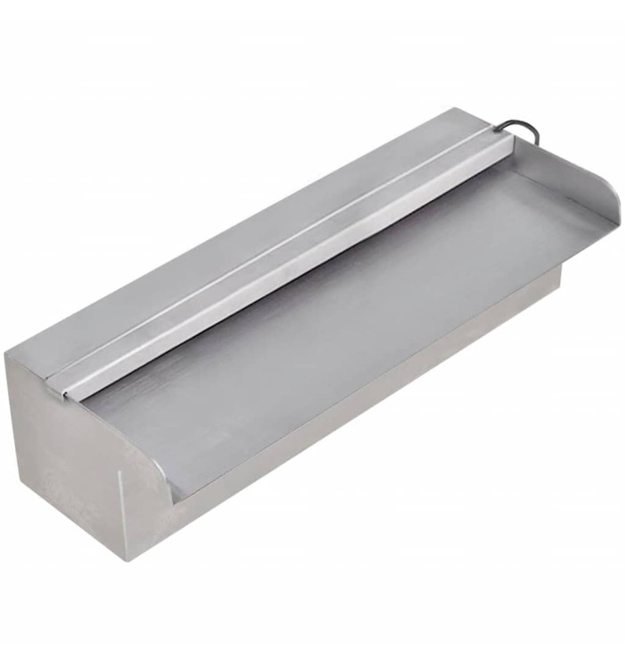Fontaine rectangulaire de piscine avec LED Inox 30 cm | Mobilier & Déco