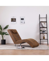 Chaise longue avec oreiller marron Similicuir daim | Mobilier & Déco