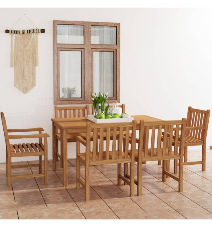 Ensemble à manger de jardin 7 pcs Bois de teck solide | Mobilier & Déco
