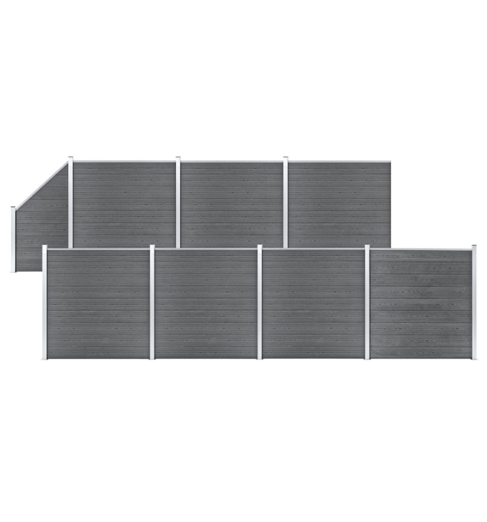 Ensemble de clôture WPC 7 Carré + 1 Incliné 1311x186 cm Gris | Mobilier & Déco