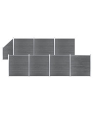 Ensemble de clôture WPC 7 Carré + 1 Incliné 1311x186 cm Gris | Mobilier & Déco