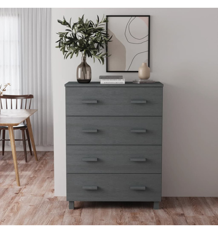 Buffet HAMAR Gris foncé 79x40x103,5 cm Bois massif de pin | Mobilier & Déco