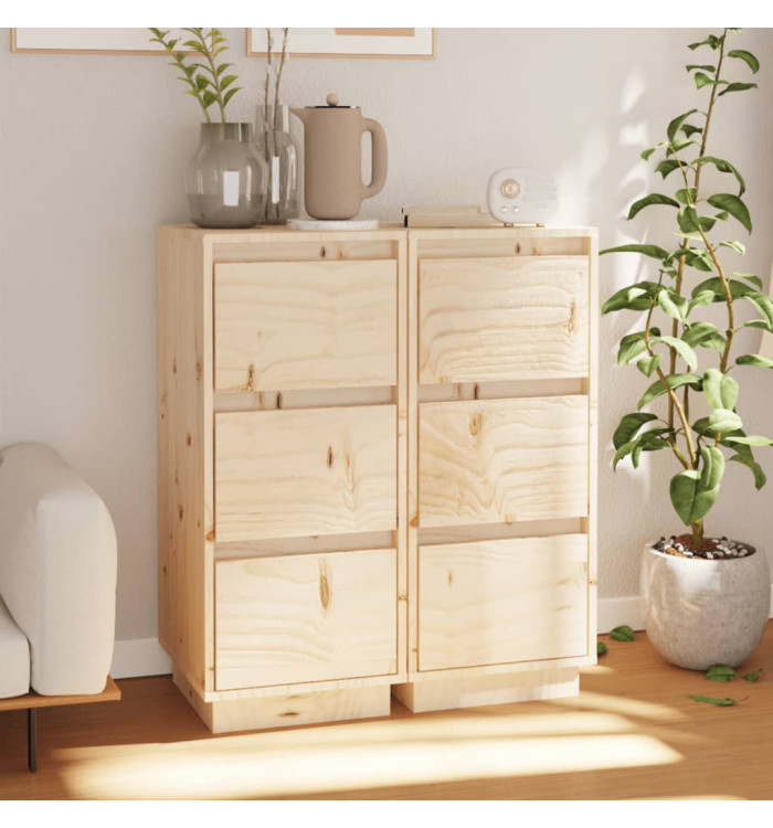 Buffets 2 pcs 32x34x75 cm Bois massif de pin | Mobilier & Déco
