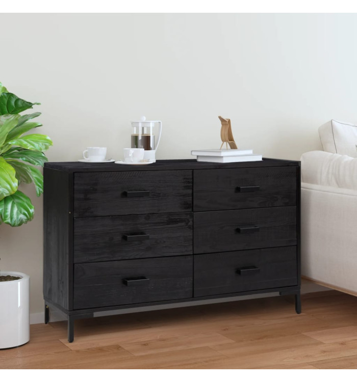 Buffet Noir 110x35x70 cm Bois de pin massif | Mobilier & Déco
