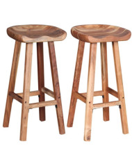 Tabourets de bar lot de 2 bois d'acacia massif | Mobilier & Déco