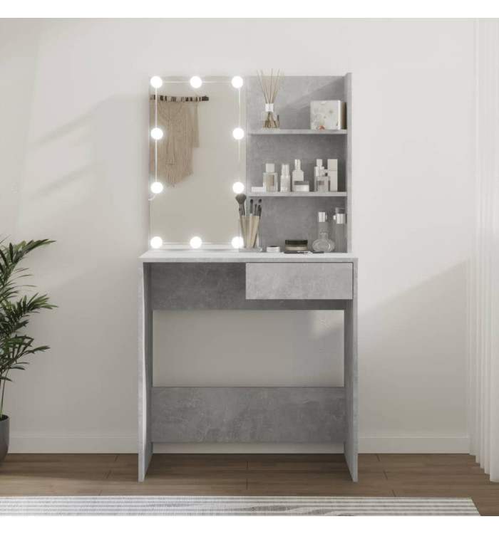 Coiffeuse avec LED Gris béton 74,5x40x141 cm | Mobilier & Déco