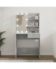 Coiffeuse avec LED Gris béton 74,5x40x141 cm | Mobilier & Déco