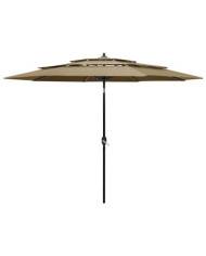 Parasol de jardin à 3 niveaux avec mât en aluminium taupe 3 m | Mobilier & Déco