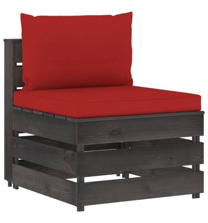 Canapé central sectionnel avec coussins Bois imprégné de gris | Mobilier & Déco