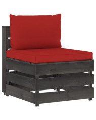 Canapé central sectionnel avec coussins Bois imprégné de gris | Mobilier & Déco