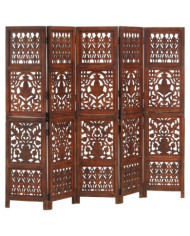 Cloison de séparation 5 panneaux Marron 200x165cm Bois manguier | Mobilier & Déco