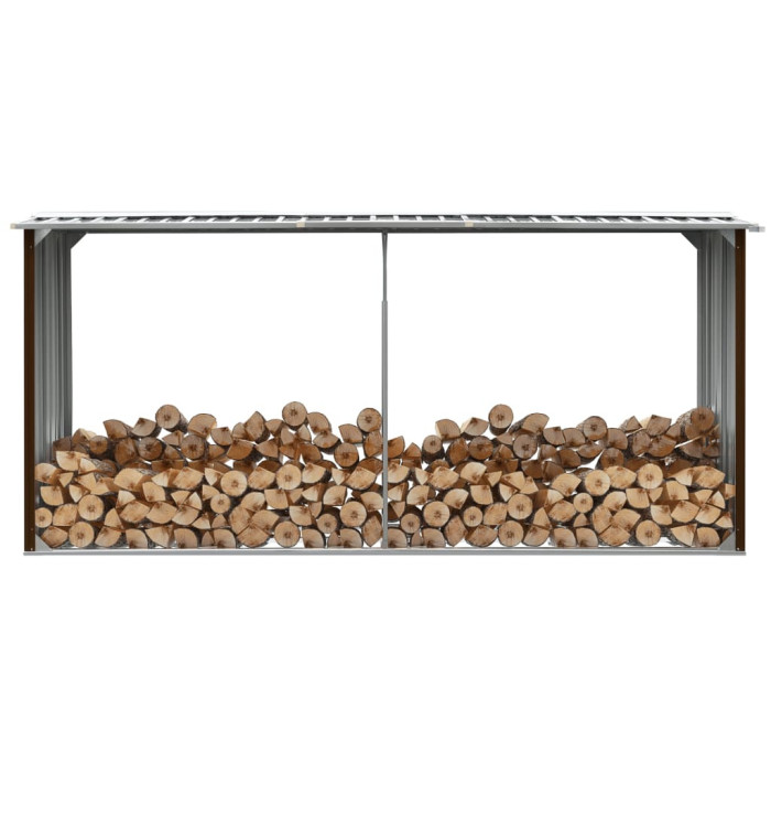 Abri de stockage de bois Acier galvanisé 330x92x153 cm Marron | Mobilier & Déco
