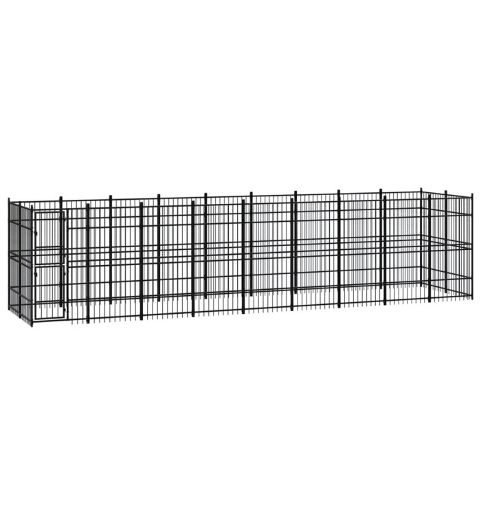 Chenil d'extérieur pour chiens Acier 16,59 m² | Mobilier & Déco