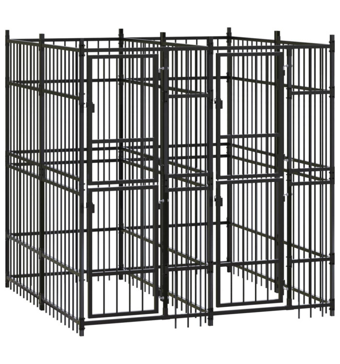 Chenil d'extérieur pour chiens Acier 3,69 m² | Mobilier & Déco