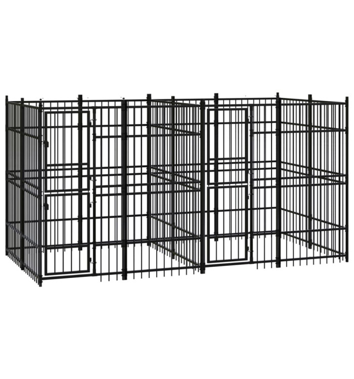 Chenil d'extérieur pour chiens Acier 7,37 m² | Mobilier & Déco