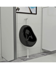 Urinoir suspendu avec valve de chasse d'eau Céramique Noir | Mobilier & Déco