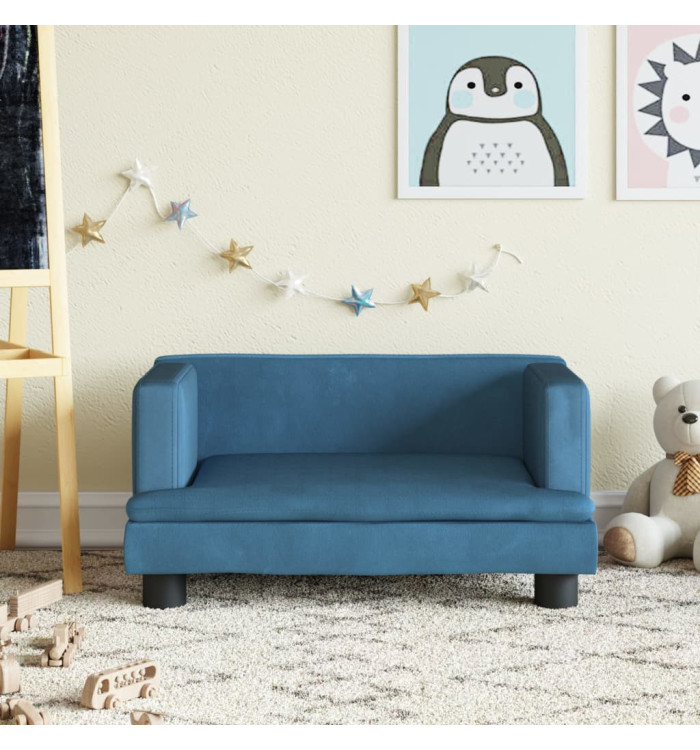Canapé pour enfants bleu 60x40x30 cm velours | Mobilier & Déco
