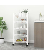 Chariot de cuisine à 5 niveaux Blanc 46x26x105 cm Fer | Mobilier & Déco