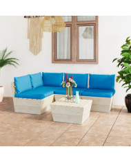 Salon de jardin palette 5 pcs avec coussins bois d'épicéa | Mobilier & Déco