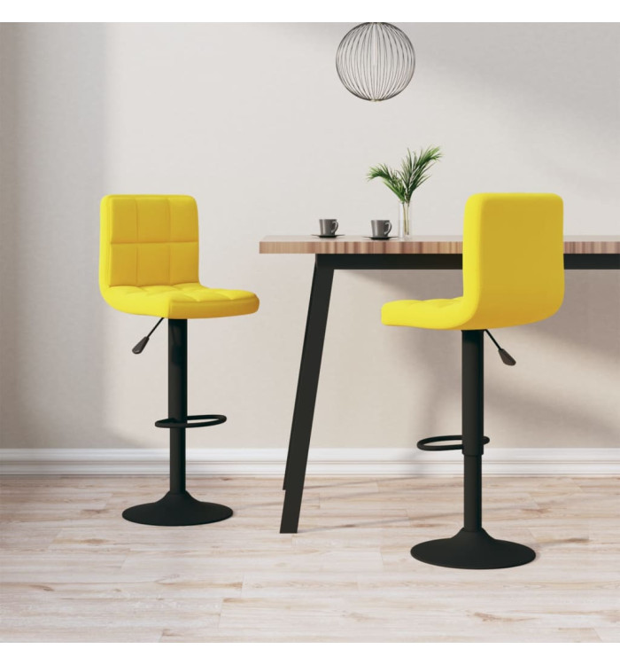Tabourets de bar lot de 2 jaune moutarde velours | Mobilier & Déco