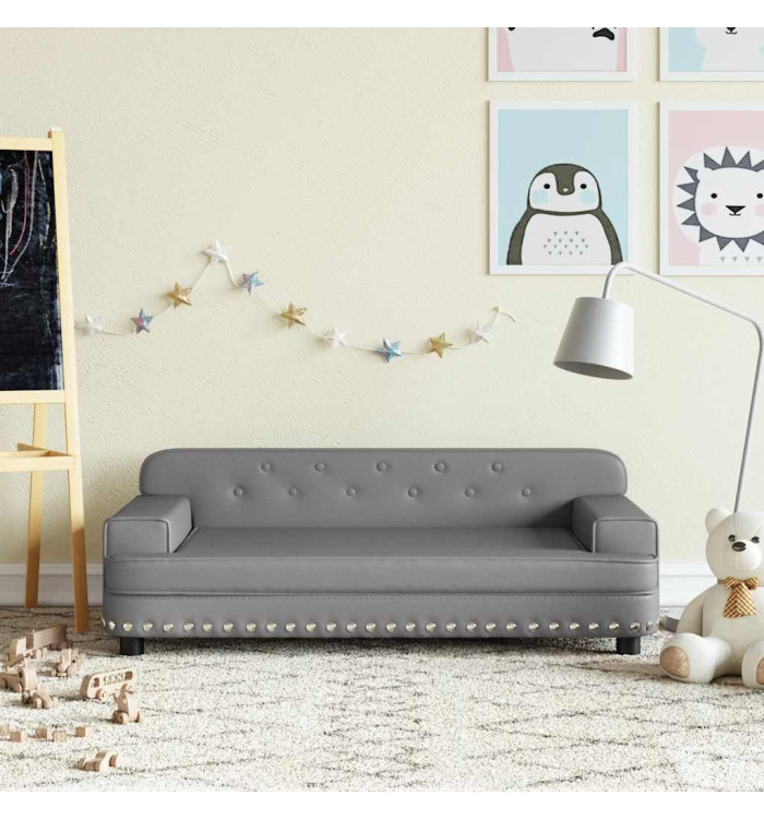Canapé pour enfants gris 90x53x30 cm similicuir | Mobilier & Déco
