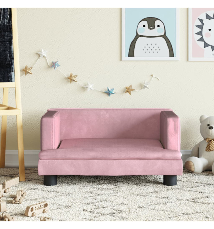 Canapé pour enfants rose 60x40x30 cm velours | Mobilier & Déco
