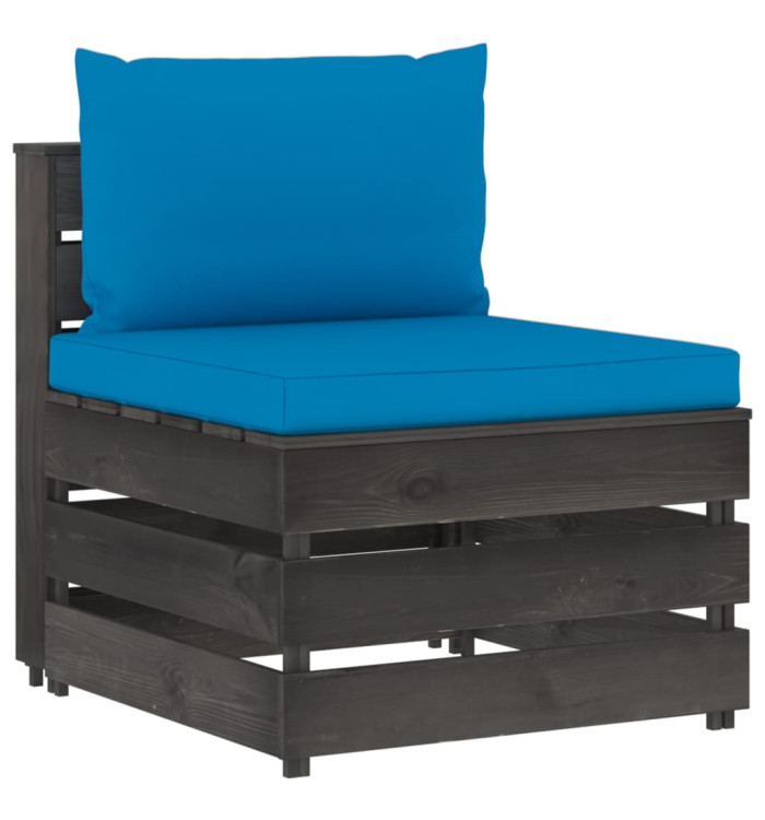 Canapé central sectionnel avec coussins Bois imprégné de gris | Mobilier & Déco