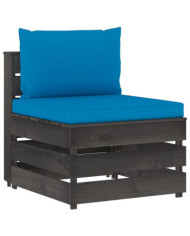 Canapé central sectionnel avec coussins Bois imprégné de gris | Mobilier & Déco
