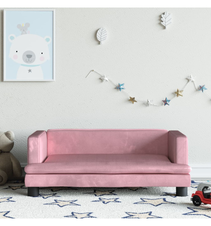 Canapé pour enfants rose 80x45x30 cm velours | Mobilier & Déco
