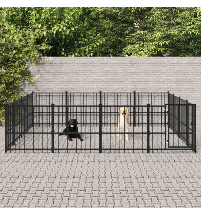 Chenil d'extérieur pour chiens Acier 15,05 m² | Mobilier & Déco