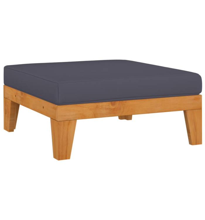 Repose-pied sectionnel avec coussin gris foncé Bois d'acacia | Mobilier & Déco