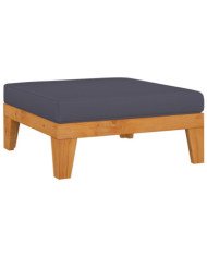 Repose-pied sectionnel avec coussin gris foncé Bois d'acacia | Mobilier & Déco