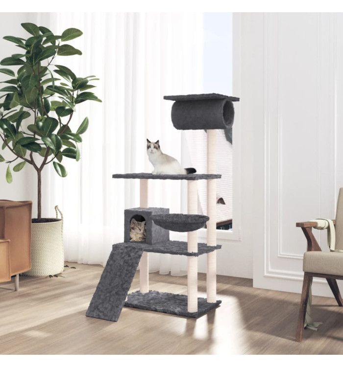 Arbre à chat avec griffoirs en sisal Gris foncé 131 cm | Mobilier & Déco