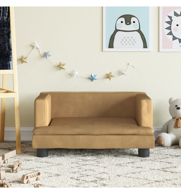 Canapé pour enfants marron 60x40x30 cm velours | Mobilier & Déco