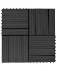 Carreau de terrasse 11 pcs WPC 30 x 30 cm 1 m² Noir | Mobilier & Déco